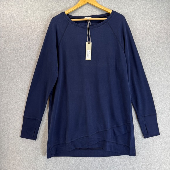 Mod-o-doc Tunic Top Long Sleeve Casual Comfy Sweater Navy Blue Women Size XL NWT - Picture 1 of 12